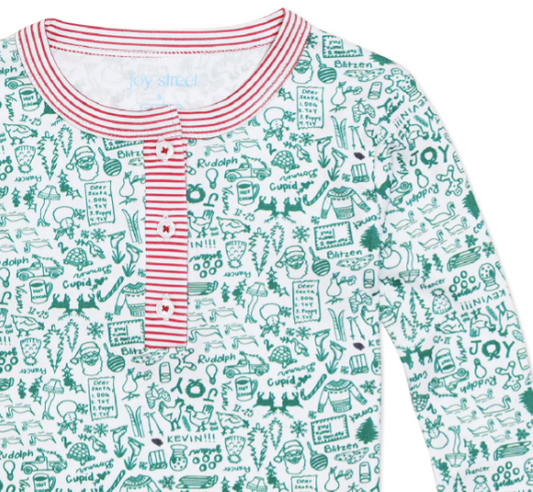 Joy Street North Pole Christmas Two Piece Kids Henley Pajamas