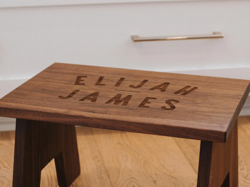 Personalized Children's Step Stool • Custom Engraved Wooden Stool • Custom Name Stool for Kids • Solid Walnut Wood • Montessori • USA Made