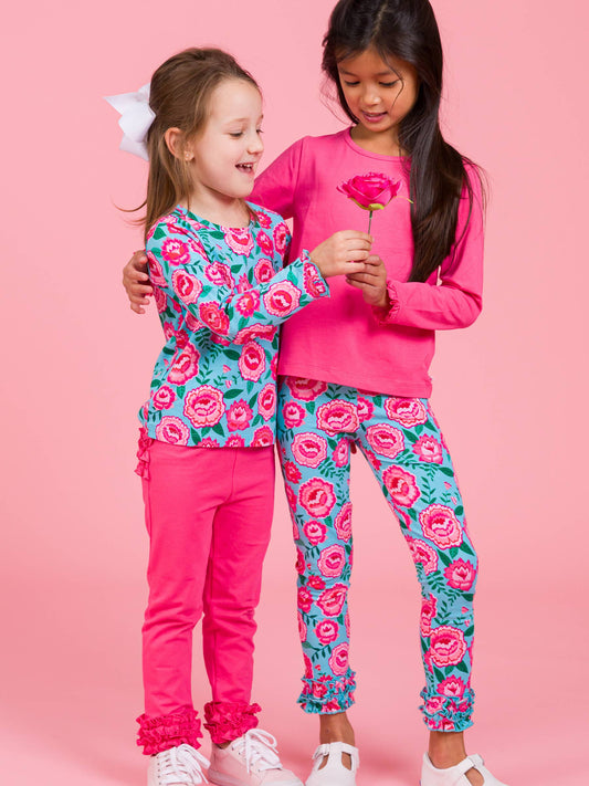 Girls Bright Blossoms Classic Ruffle Leggings