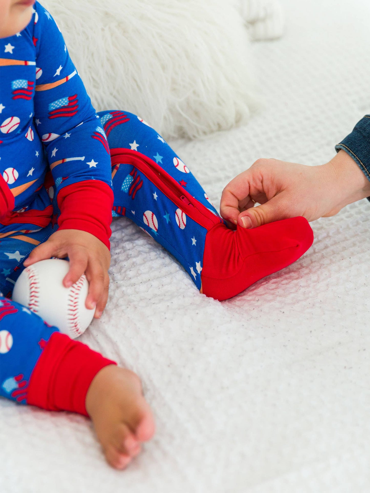 Baby Boys Play Ball Baseball Convertible One Piece Pajamas