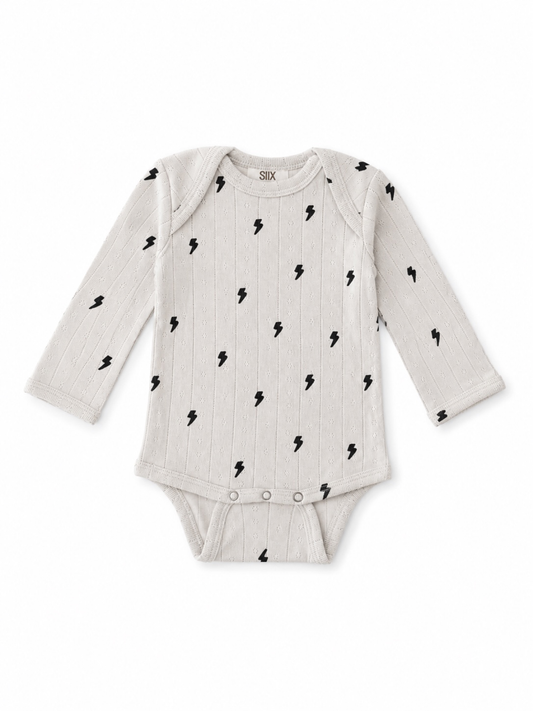 Lightning Bolts / Organic Pointelle Long Sleeve Bodysuit