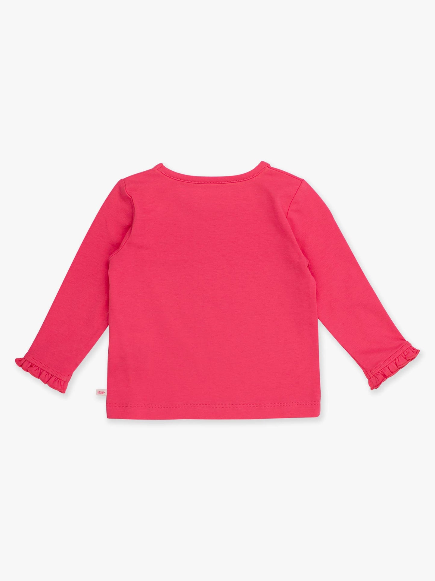 Girls Hot Pink Knit Long Sleeve Ruffle Sleeve Top