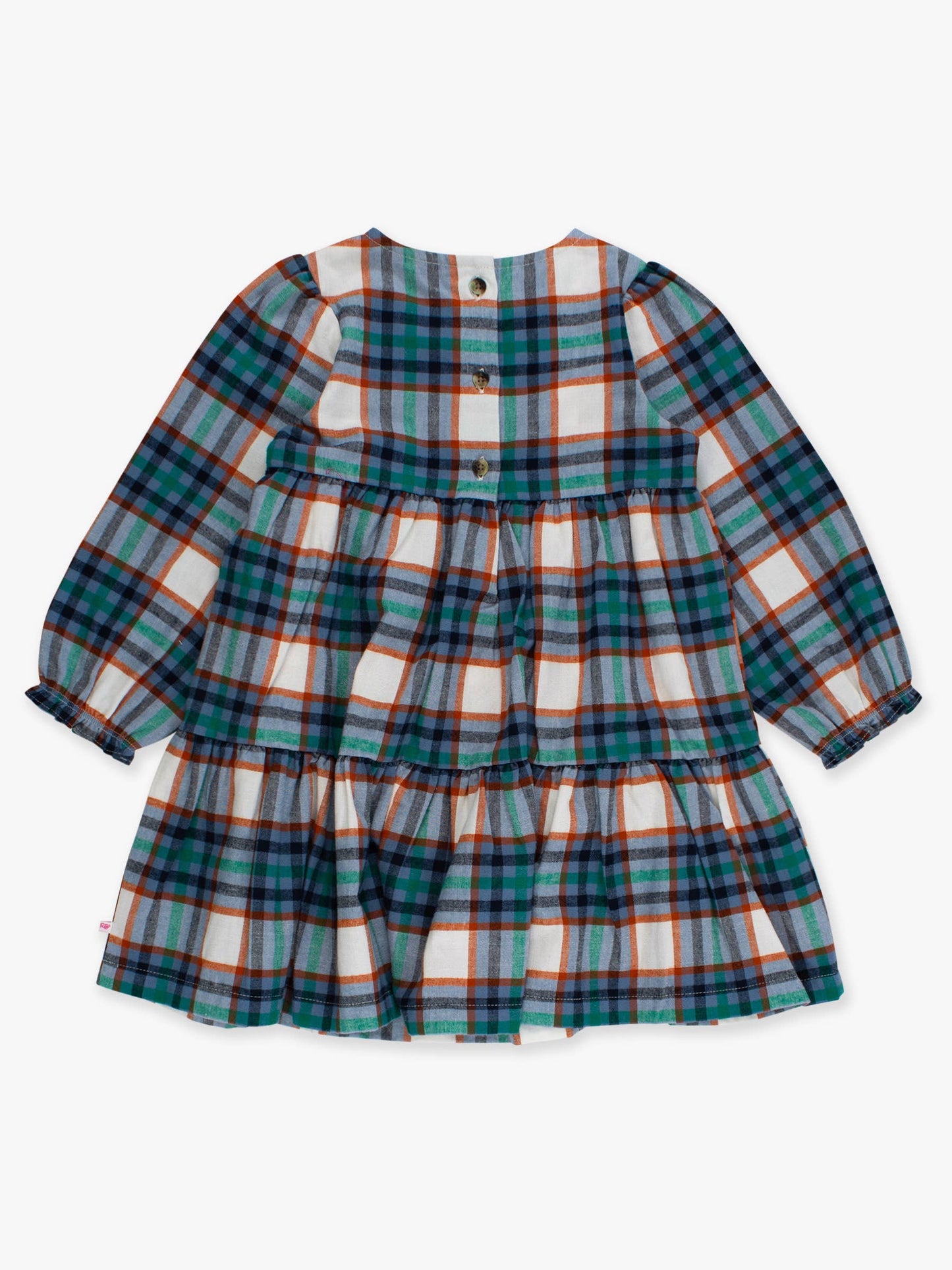 Girls Peyton Plaid Woven Long Sleeve Tiered Twirl Dress