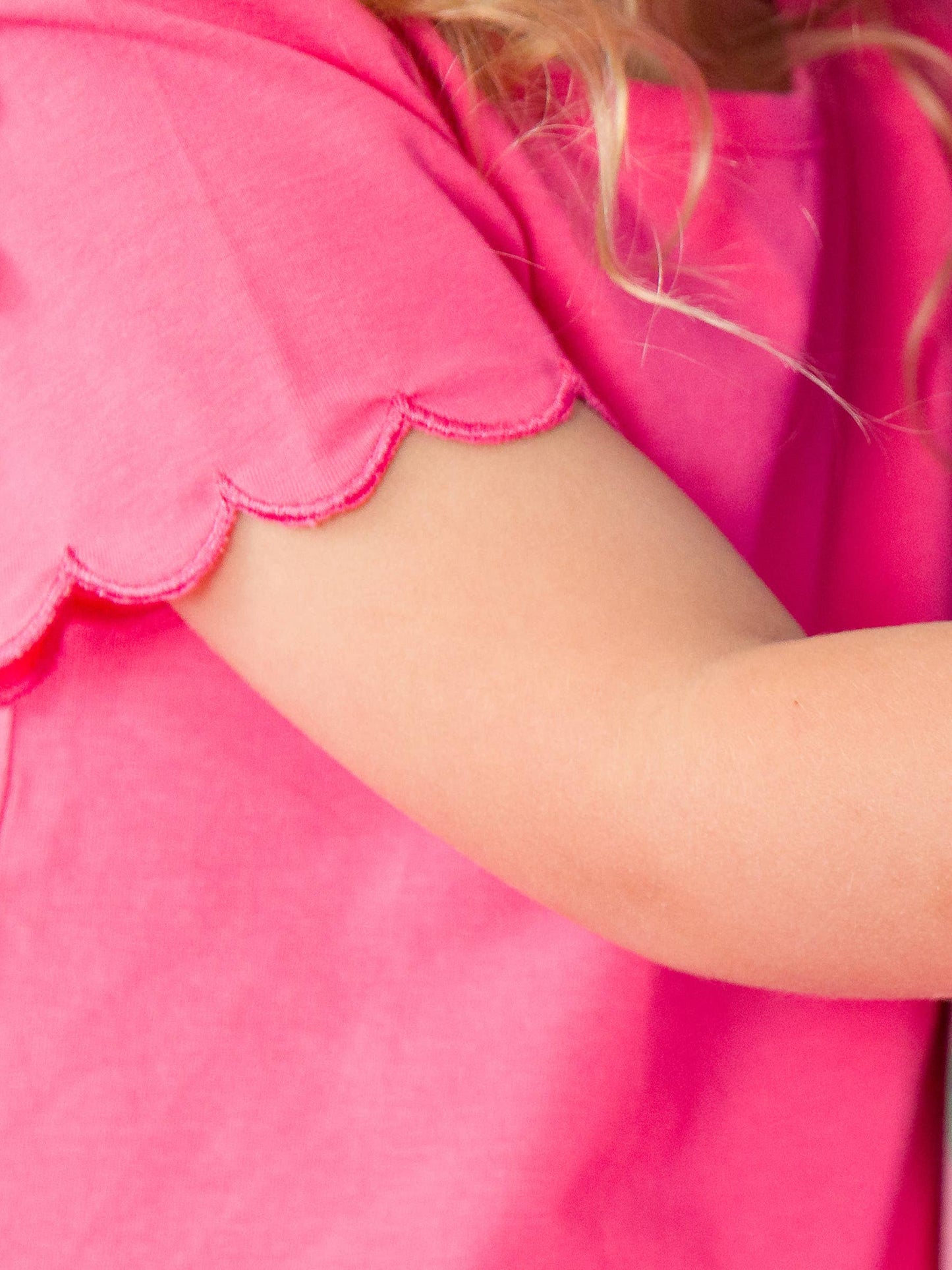 Girls Hot Pink Scallop Tee