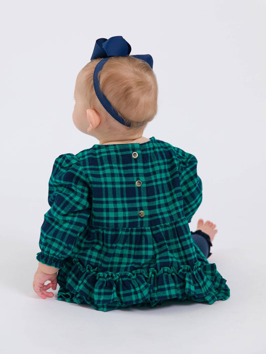 Hayden Plaid Woven Long Sleeve Bubble Romper