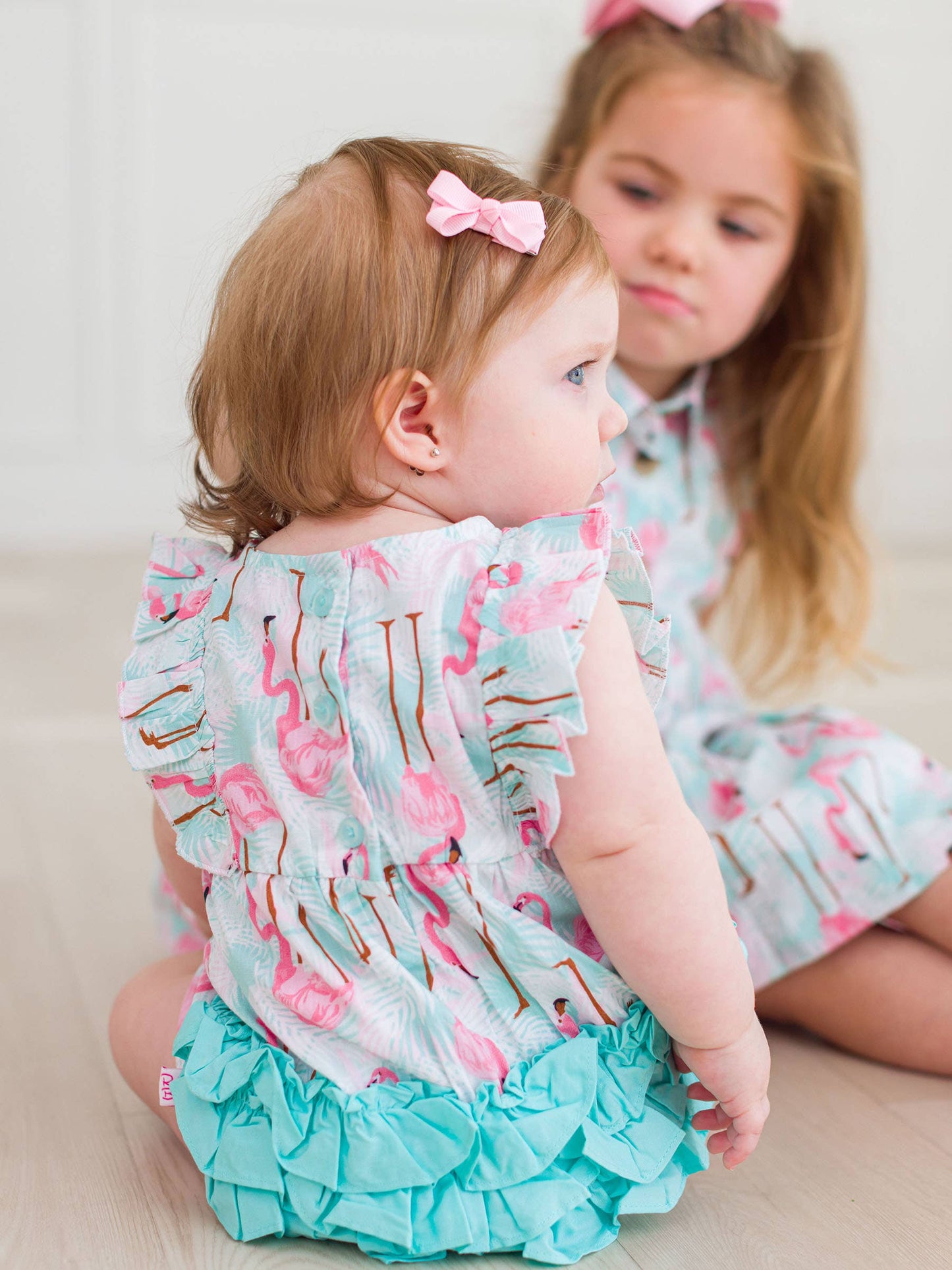 Baby Girls Vibrant Flamingo Classic Ruffle Bubble Romper