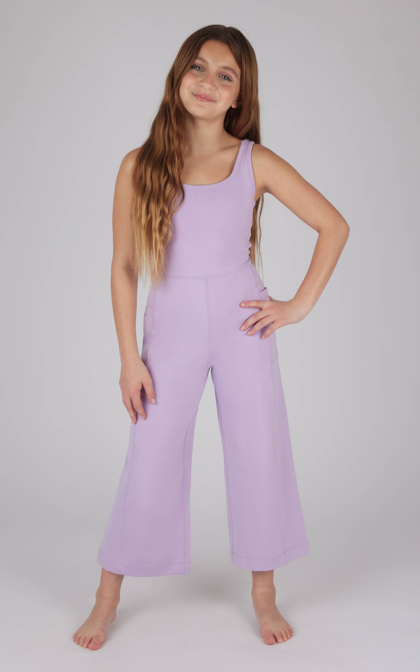 Girls Interlock Everyday Wide Flare Leg Crop Romper