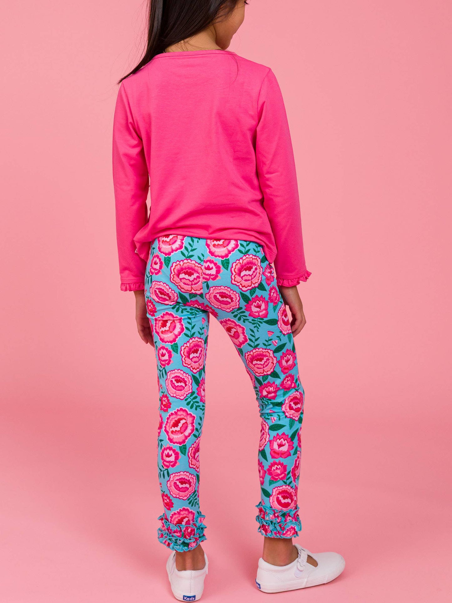 Girls Bright Blossoms Classic Ruffle Leggings