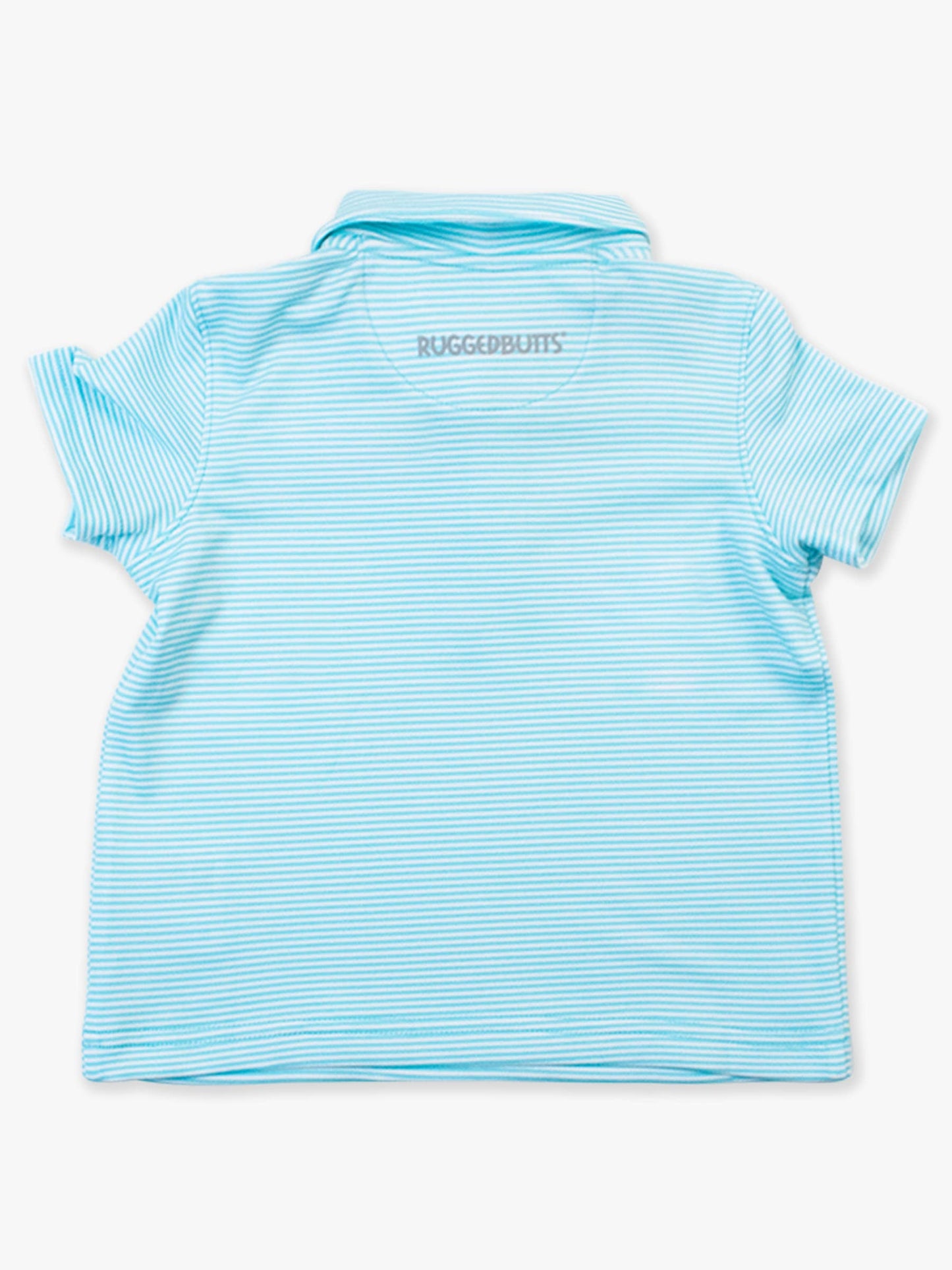 Boys Bright Aqua Micro Stripe Knit Short Sleeve Performance Polo