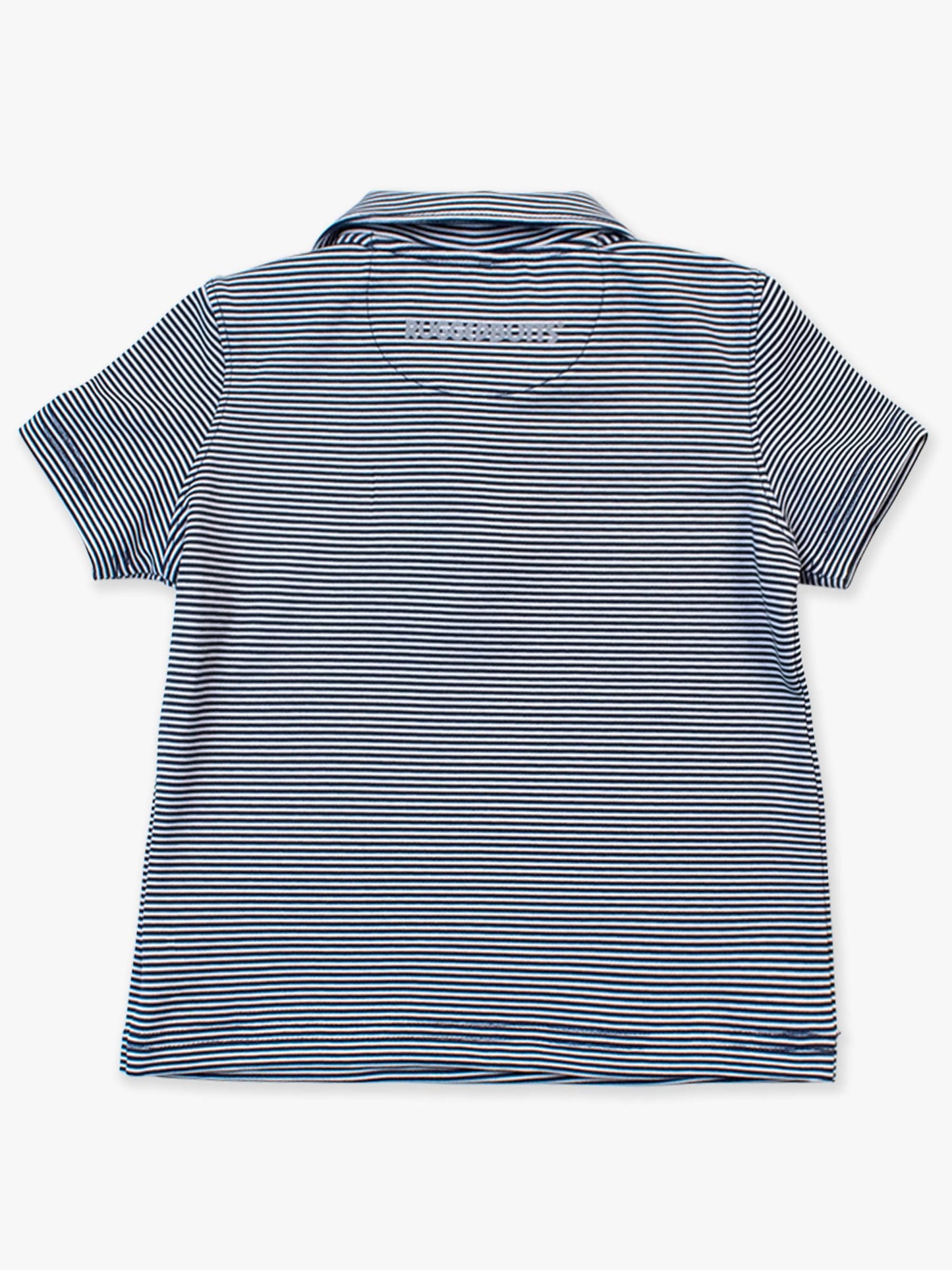 Boys Dark Navy Micro Stripe Knit Short Sleeve Performance Polo