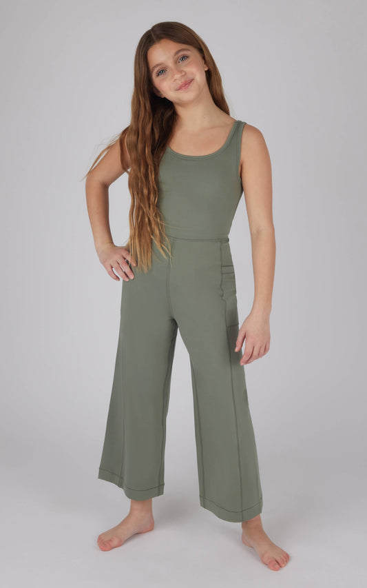 Girls Interlock Everyday Wide Flare Leg Crop Romper