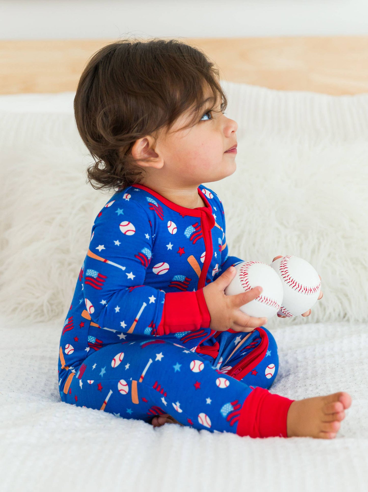 Baby Boys Play Ball Baseball Convertible One Piece Pajamas