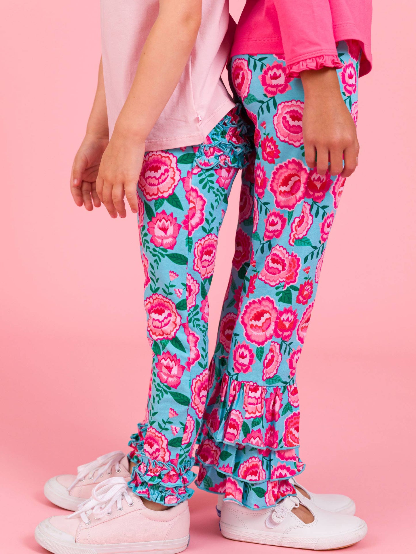 Girls Bright Blossoms Ruffle Flare Pants