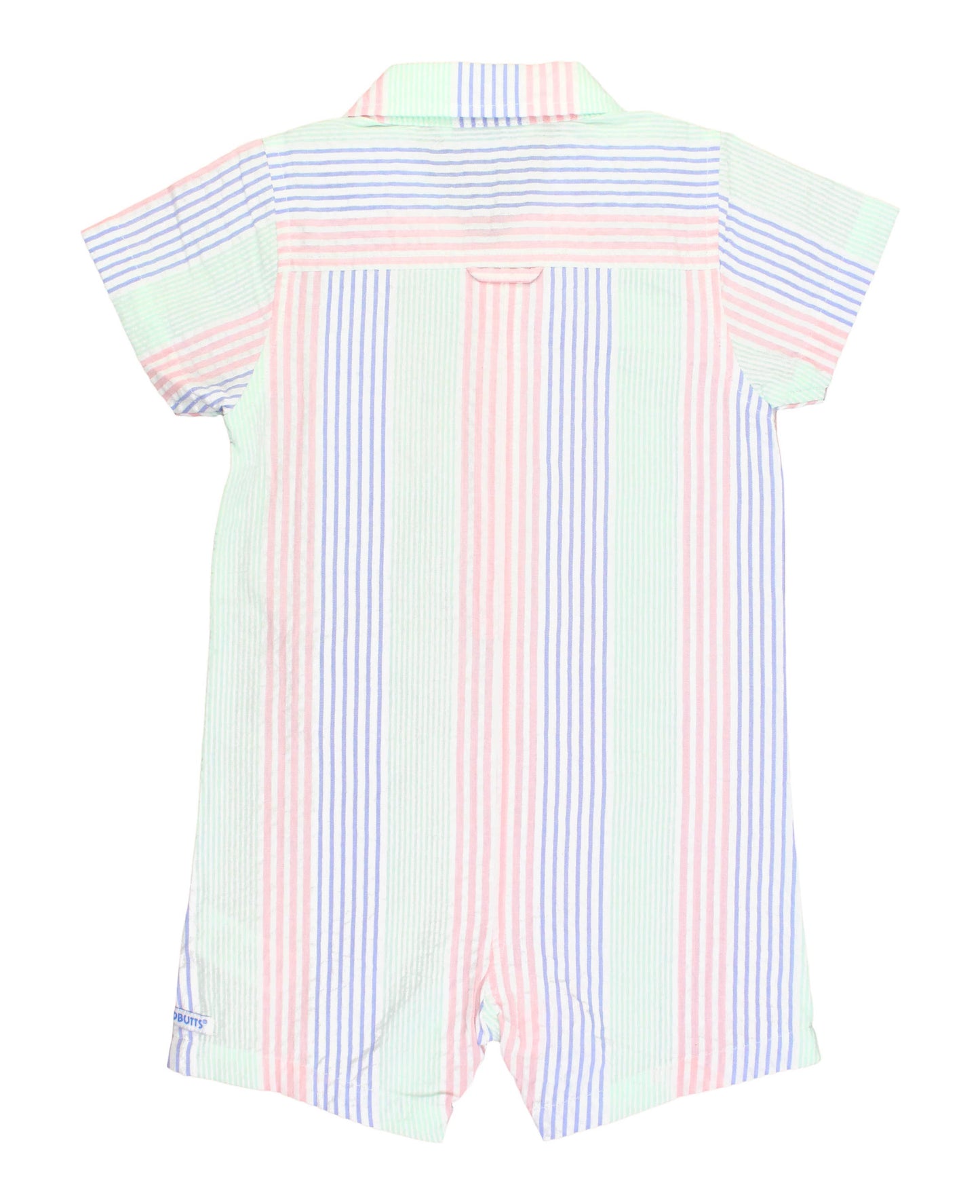 Baby Boys Multi-color Seersucker Short Sleeve Woven Button-Up Romper