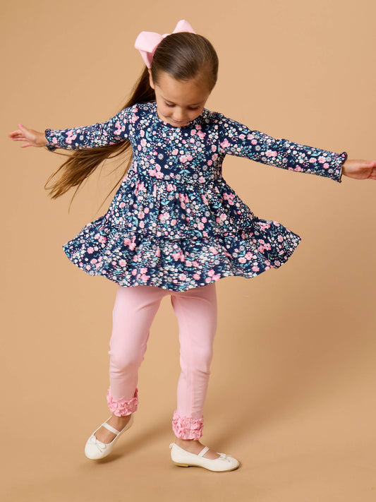 Girls Moonlit Meadow Knit Ruffle Tiered Tunic Top