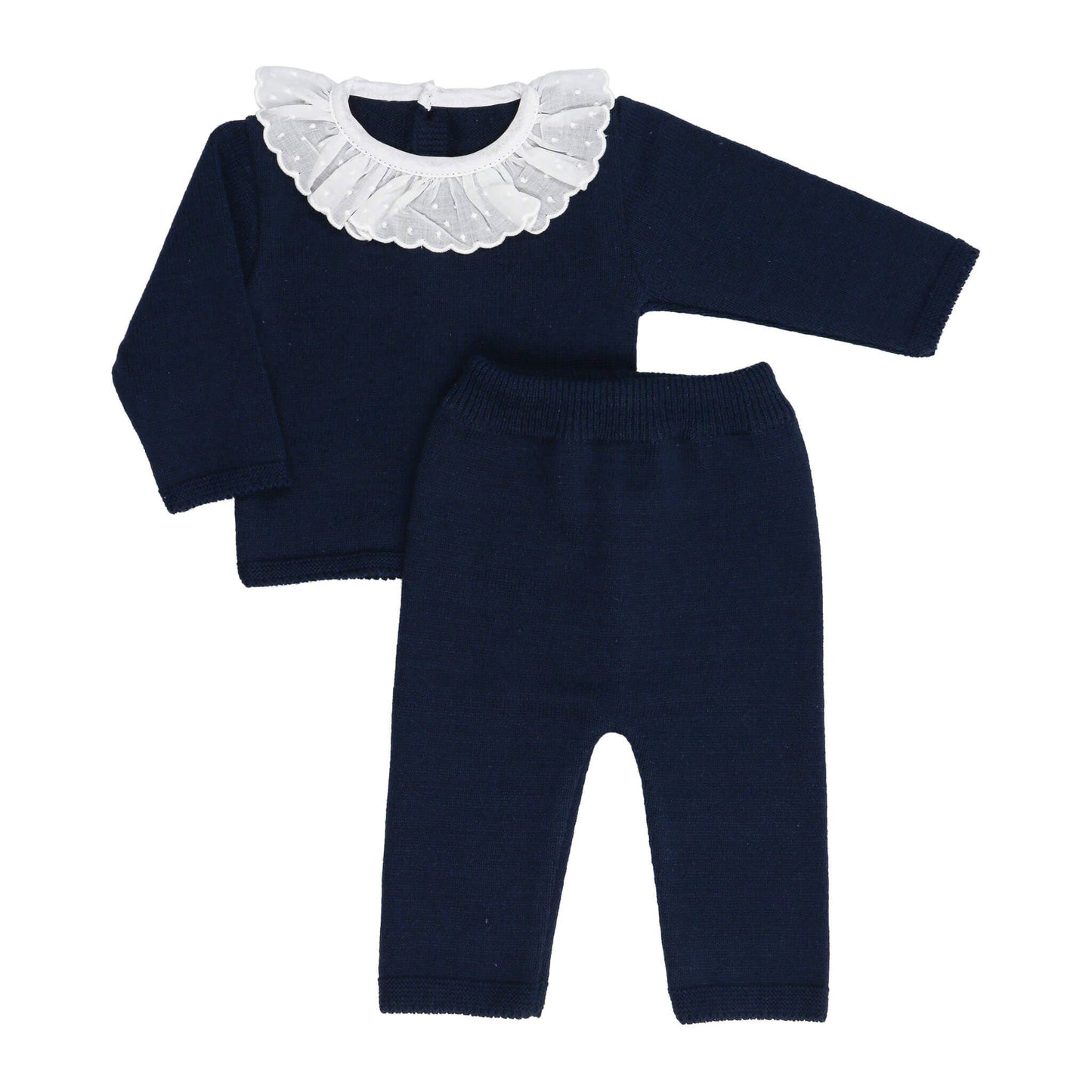 Baby Ruffle Collar Knitted Sweater and Pants Set