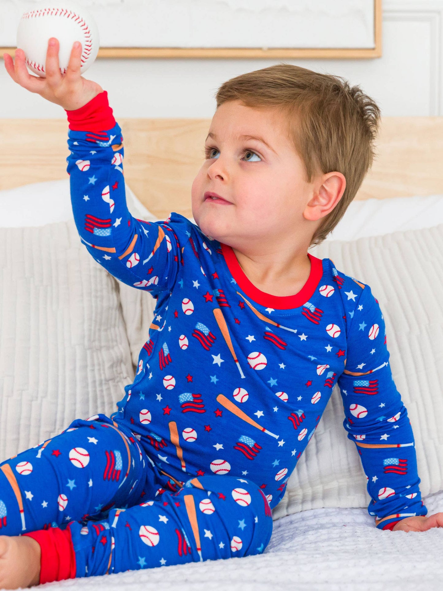 Boys Play Ball Bamboo Viscose Long Sleeve Pajama Set
