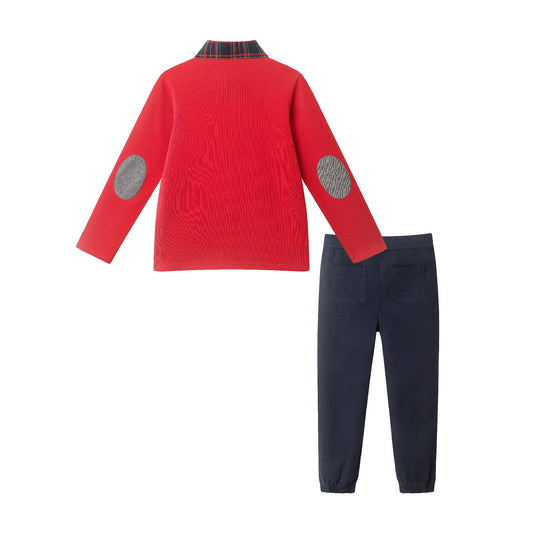 Kids Polo & Twill Pant Holiday Set | Red