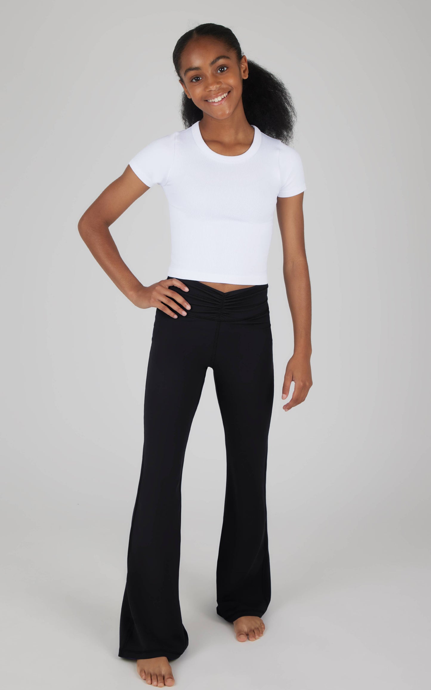 Girls Lux Everyday Waist Band Ruching Flared Pant