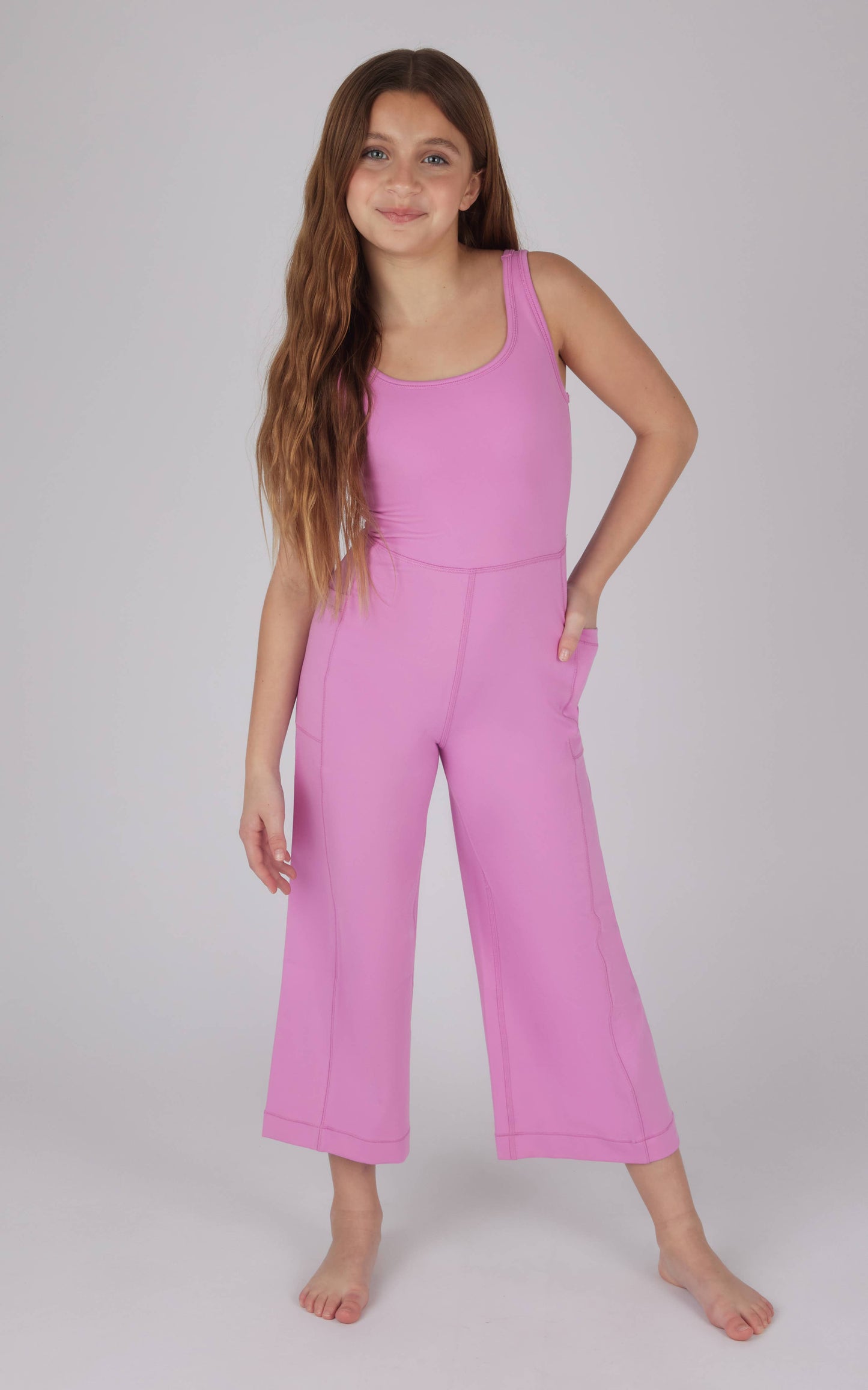 Girls Interlock Everyday Wide Flare Leg Crop Romper