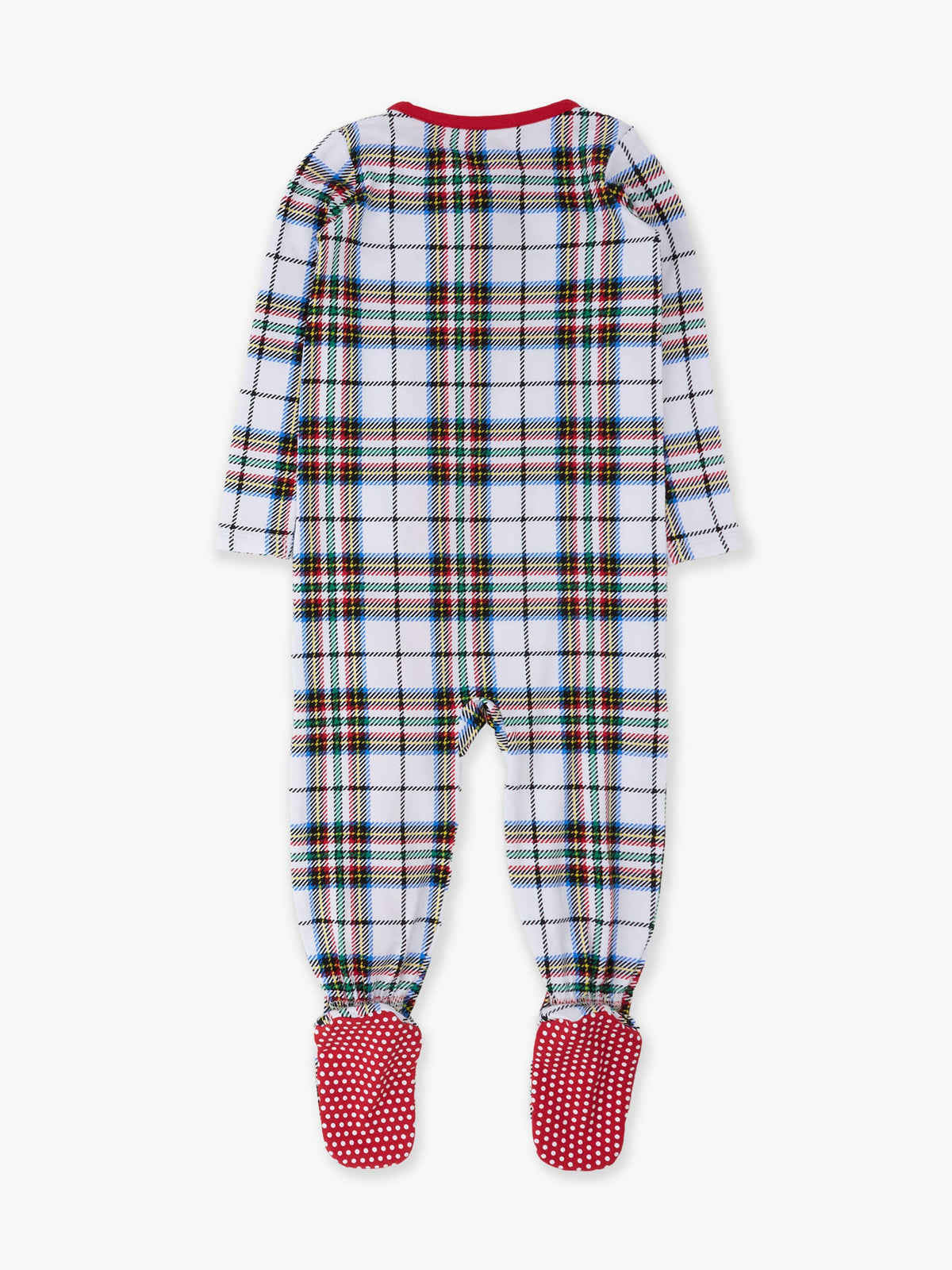 SoftSnooze™ Baby Cotton Modal White Nicholas Christmas Plaid Footed One Piece Pajama