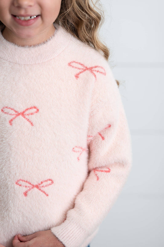 Fuzzy Crew Neck CoquetteSweater