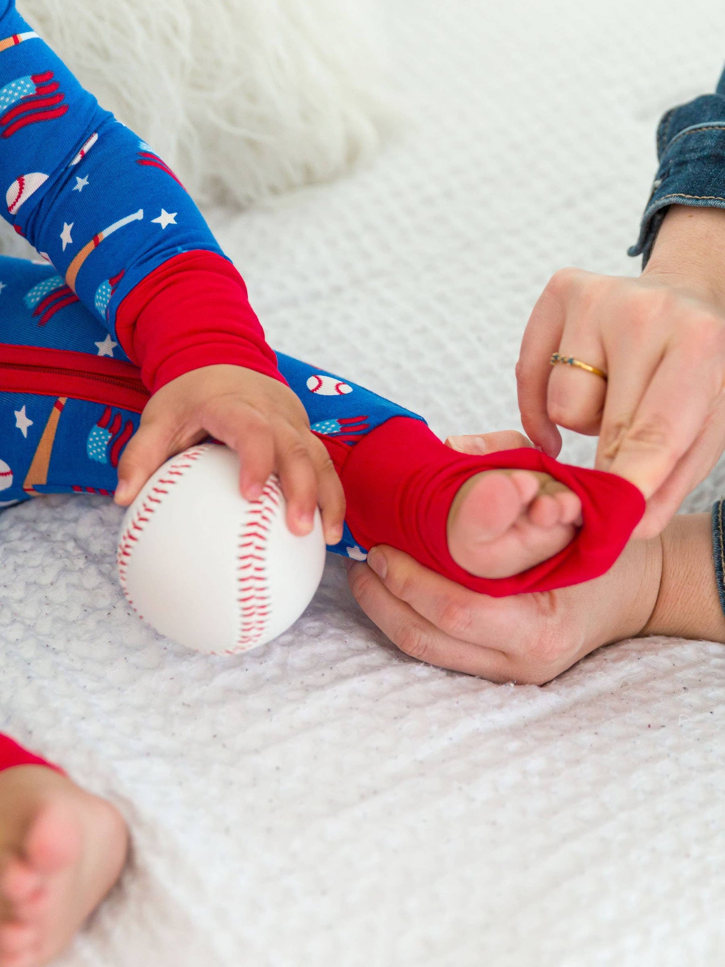 Baby Boys Play Ball Baseball Convertible One Piece Pajamas