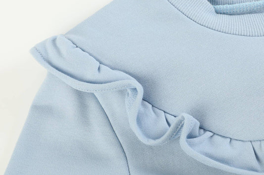 Blue Ruffle Sweatshirt with Jogger Pant Set