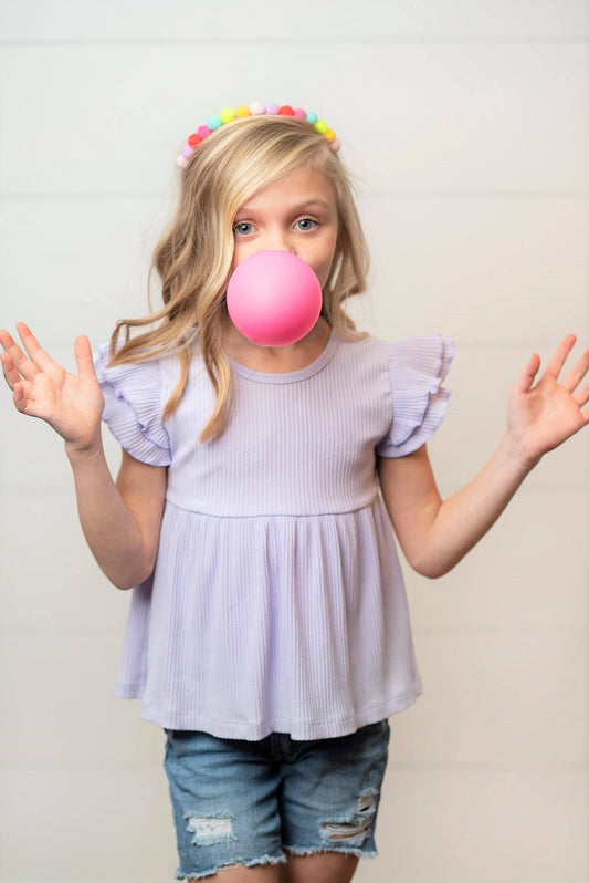 Double Ruffle Flutter Sleeve Tee