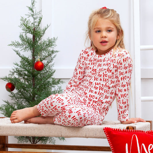 Christmas Bamboo Kids' Pajama Set Ho-Ho-Ho