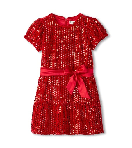 Red Sequins Velvet Dress
