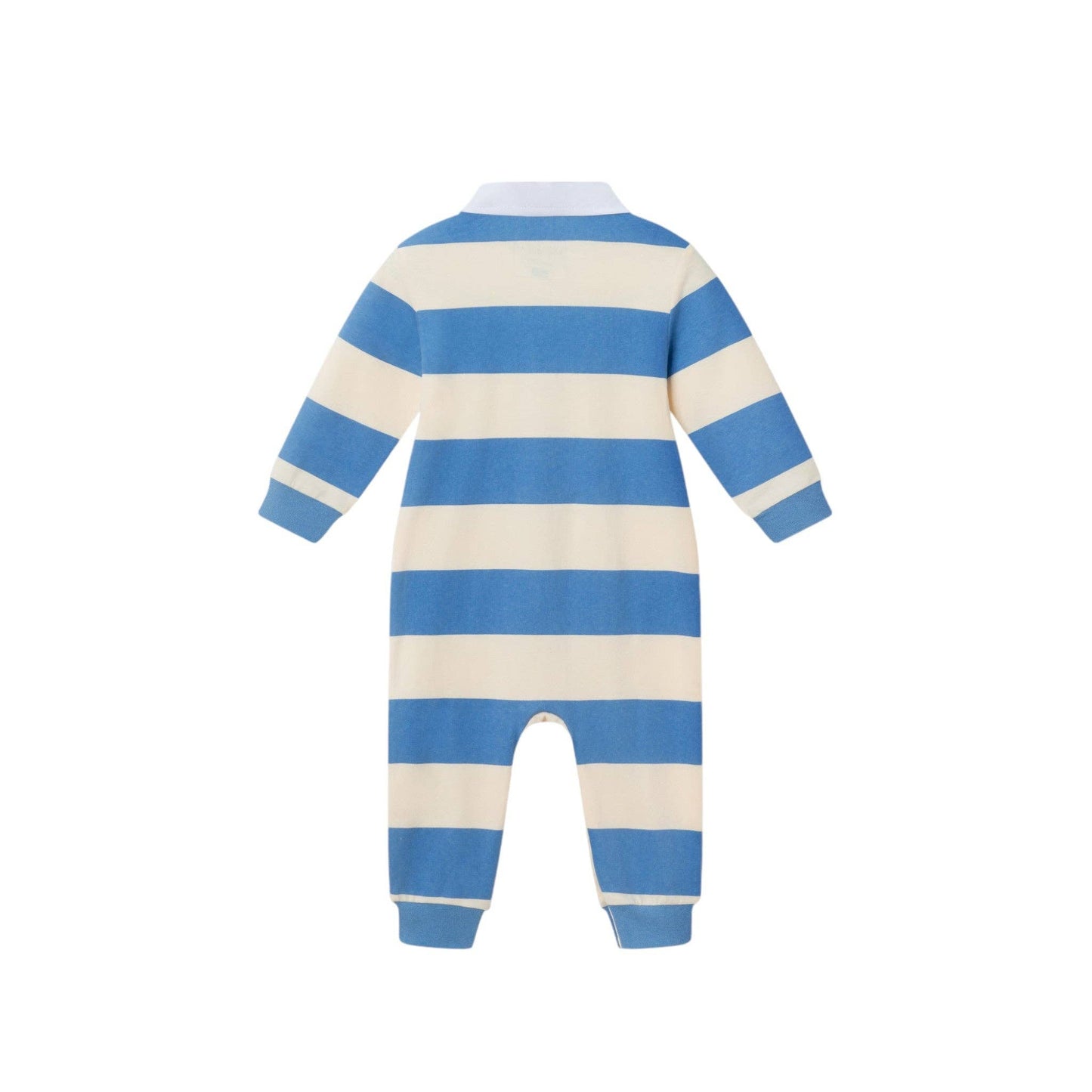 Infant Rugby Polo Romper | Blue Cream Stripes