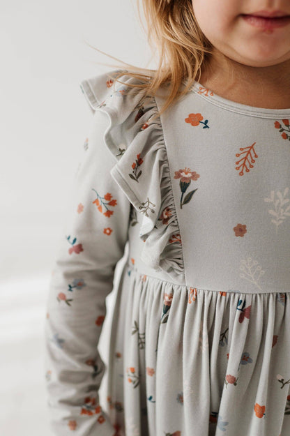 Long Sleeve Bamboo Ruffle Dress