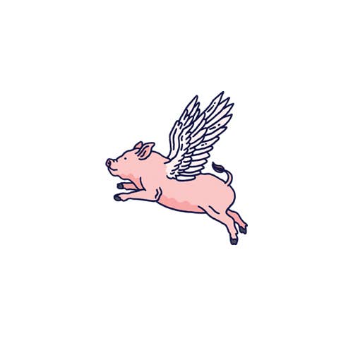 Flying Pig Tattoo Pair