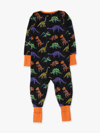 SoftSnooze™ Baby Bamboo Viscose Prehistoric Dinosaur Pals Glow-In-The-Dark Convertible One Piece Footie Pajama