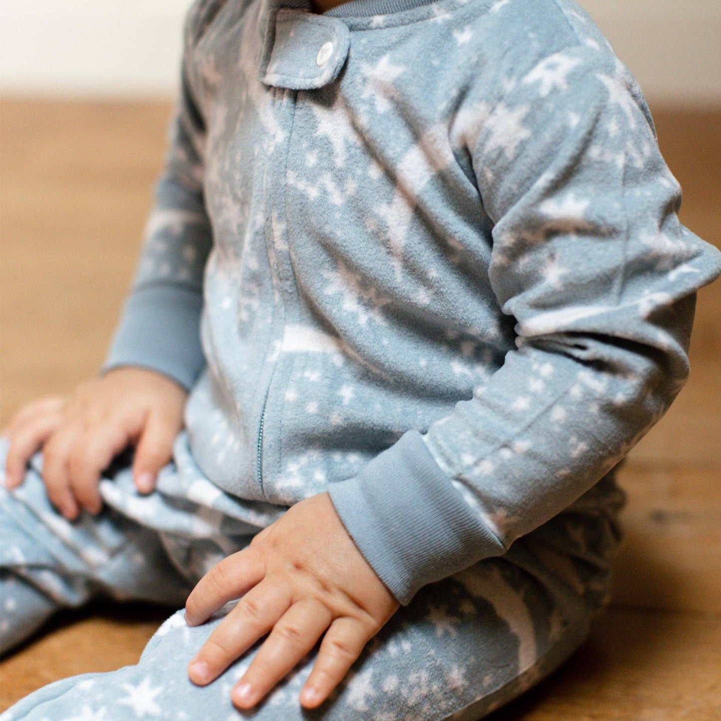 Celestial Moon polarbee™ Repreve® Fleece Pajamas - Mountain Blue