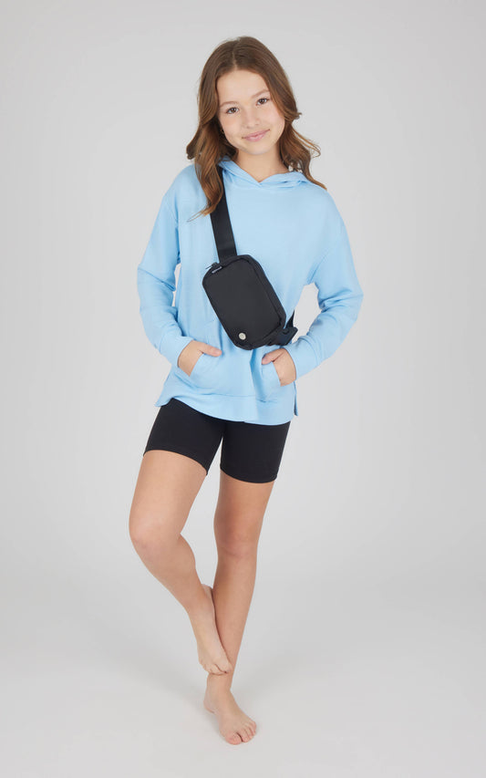 Girls Pullover Hoodie, Bike Short, Fanny Bag - 3 pcs Set