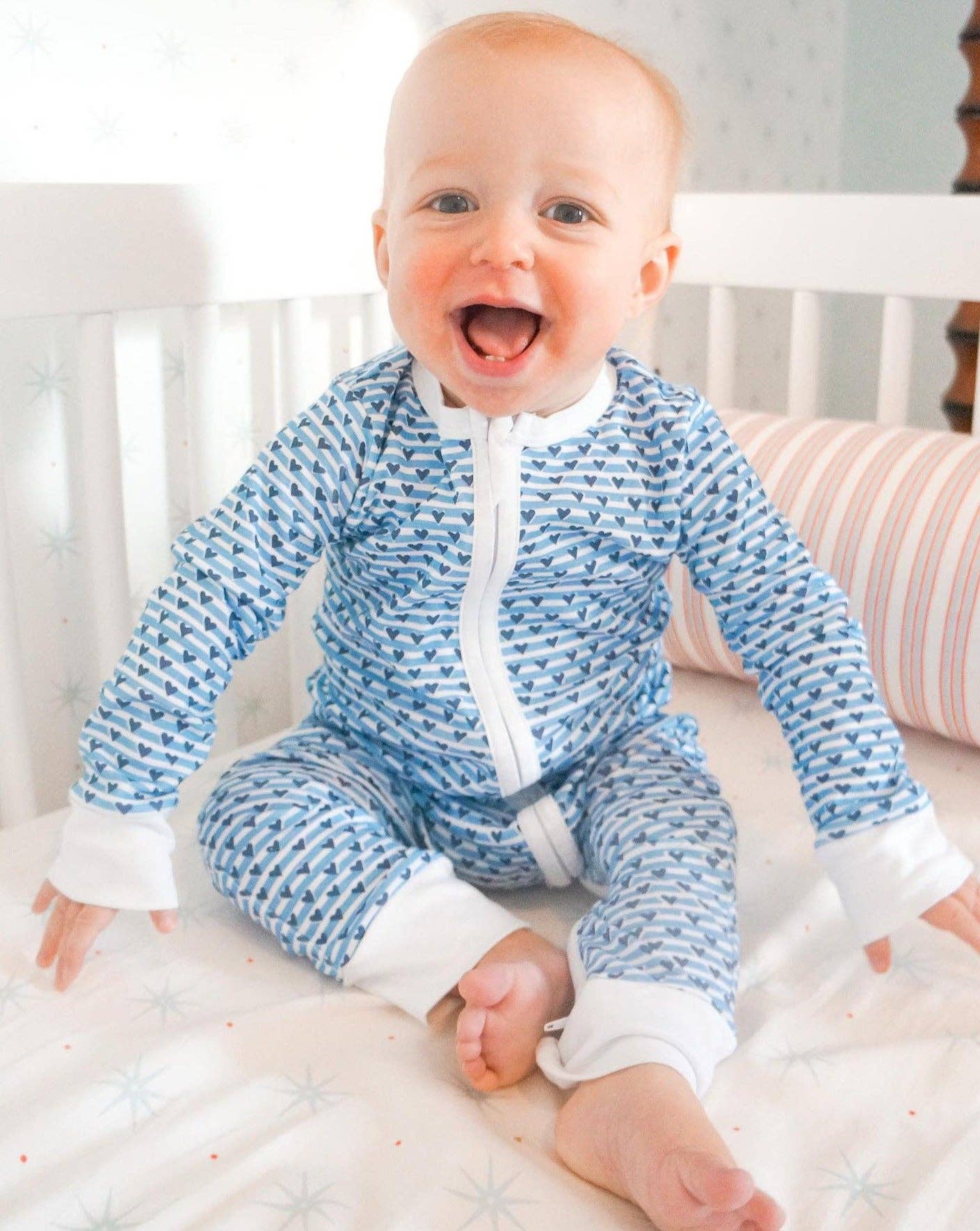 Sailor Hearts Zip Baby Onesie