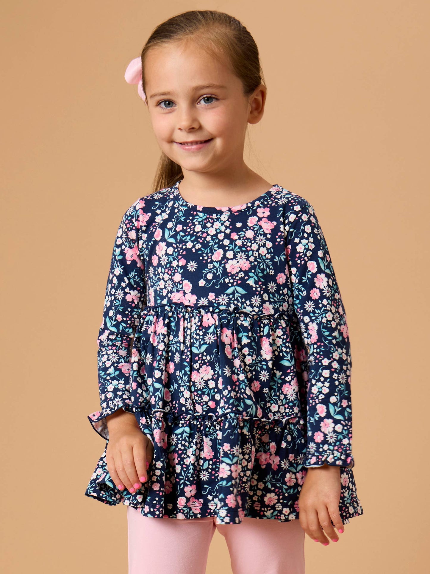 Girls Moonlit Meadow Knit Ruffle Tiered Tunic Top