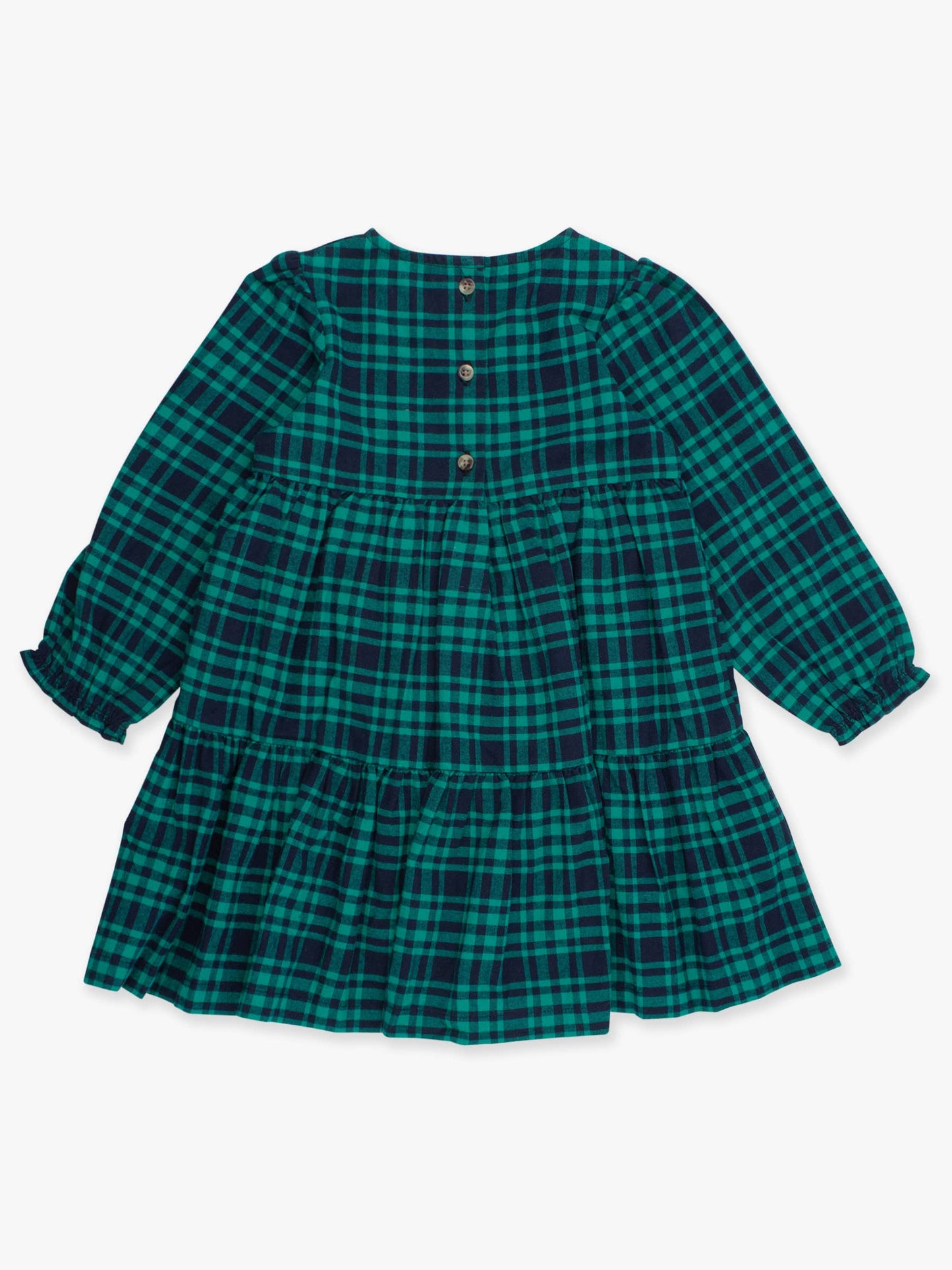 Girls Hayden Plaid Woven Long Sleeve Tiered Twirl Dress