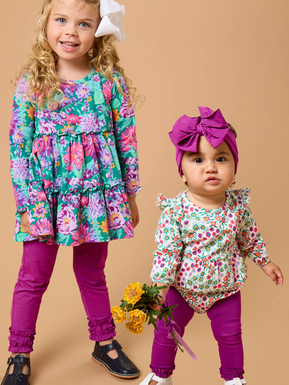 Toddler Girls Plum Tart Classic Ruffle Leggings with Signature Rear Ruffles