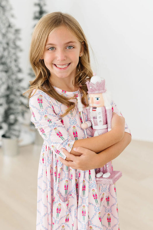 Pink Nutcracker 3/4 Sleeve Twirl Dress