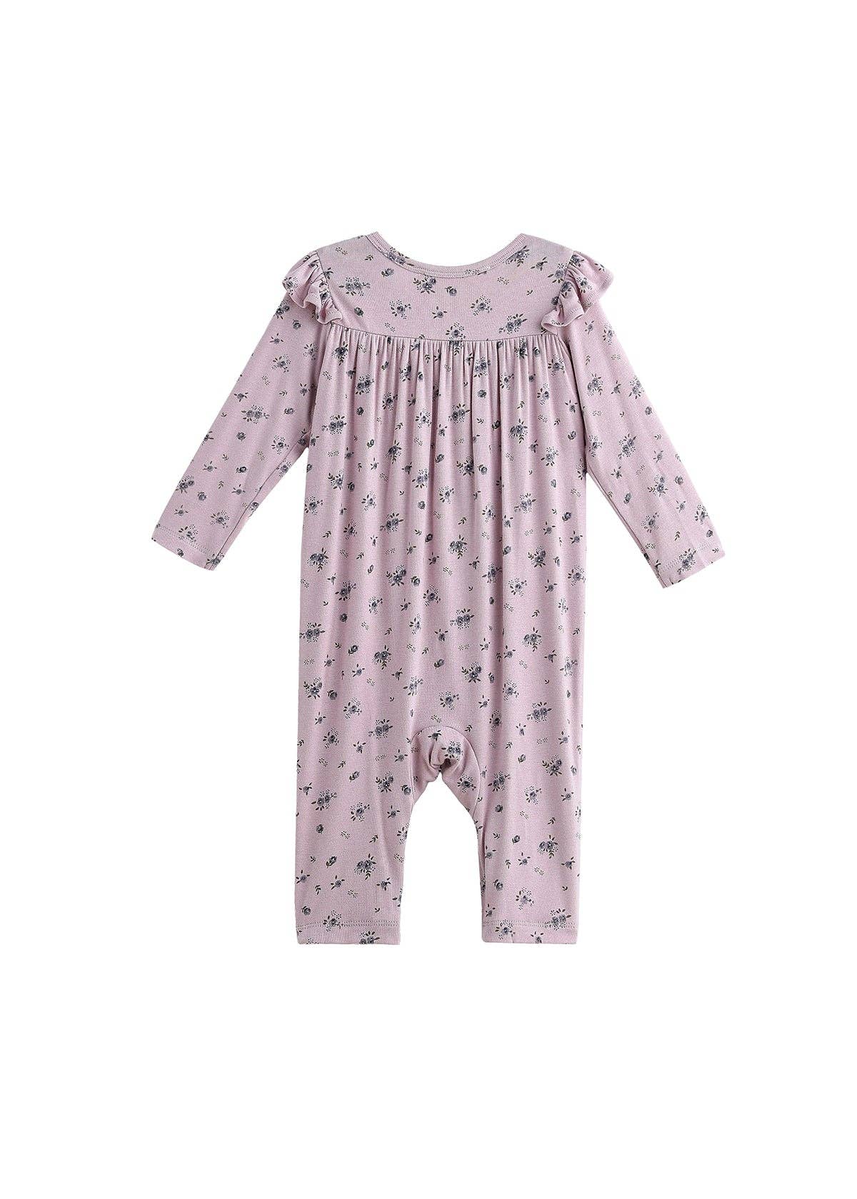 Victoria Floral Print Ruffle Shoulder Straight Leg Romper