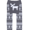 Gray Winter Moose Cotton Baby and Toddler Leggings