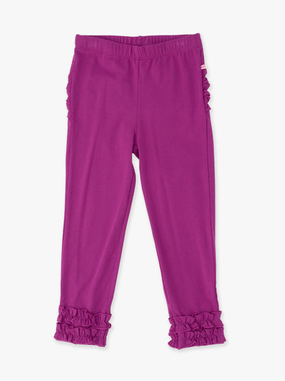 Toddler Girls Plum Tart Classic Ruffle Leggings with Signature Rear Ruffles