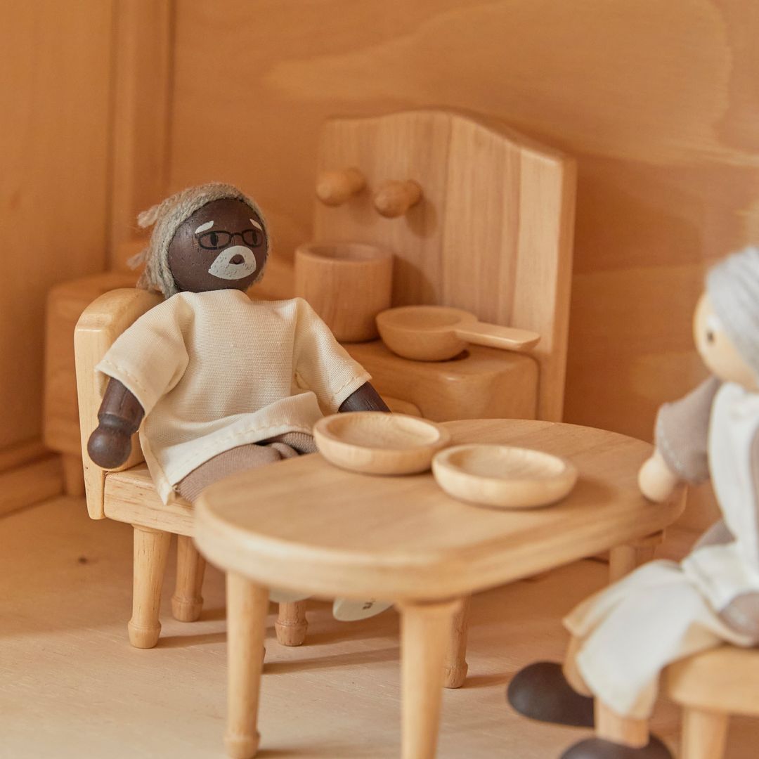 Grandfather Dollhouse Figure - Dark Skin Tone