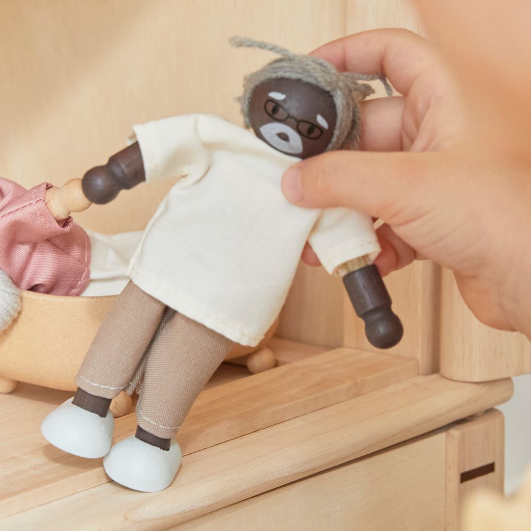 Grandfather Dollhouse Figure - Dark Skin Tone