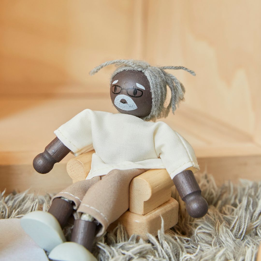 Grandfather Dollhouse Figure - Dark Skin Tone