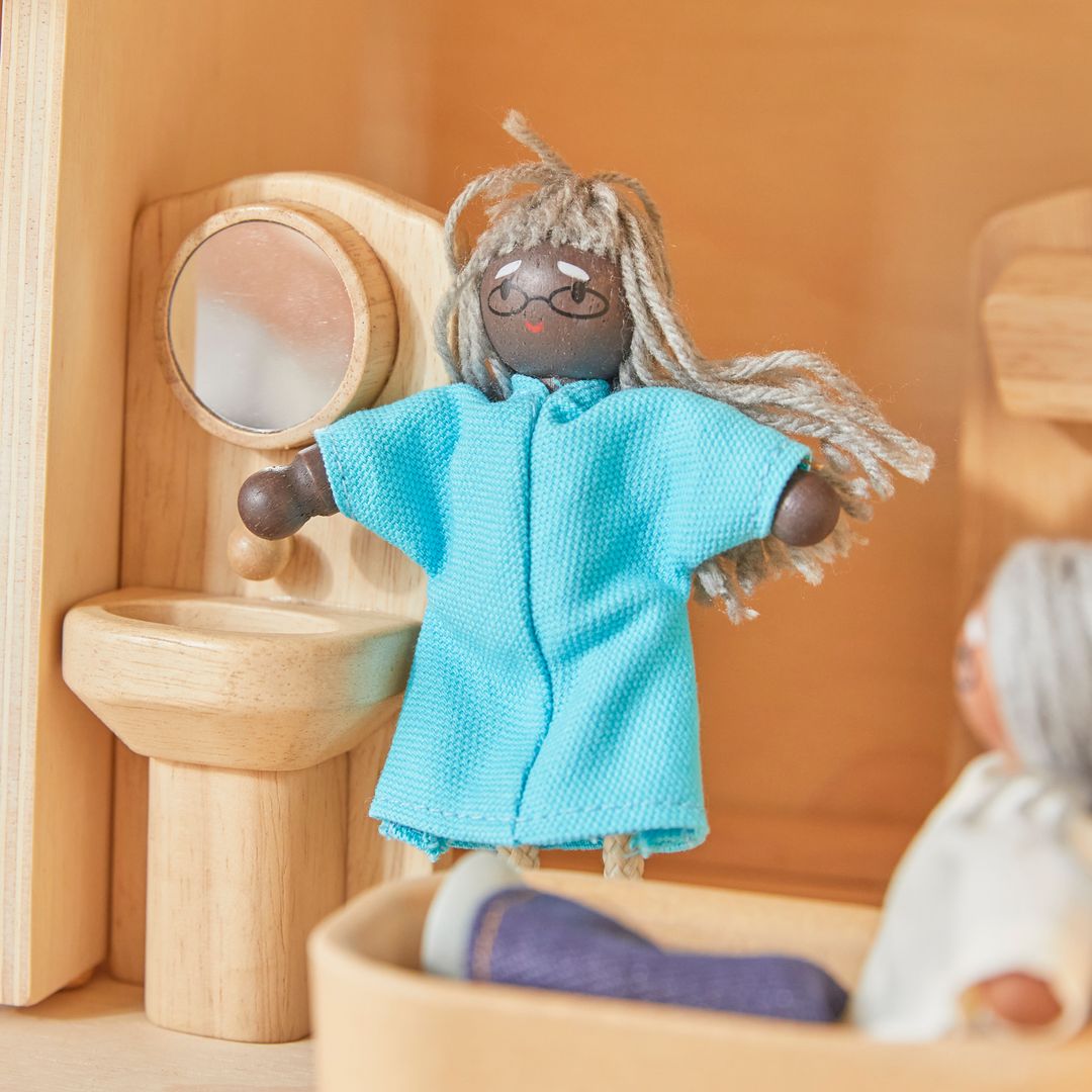 Grandmother Dollhouse Figure - Dark Skin Tone