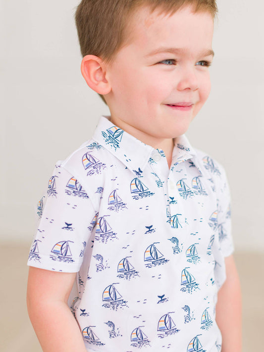 Sailing the Seas Knit Short Sleeve Performance Polo